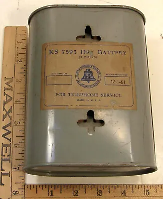 Vintage 1951 3 Volt Dry Cell Telephone Service Battery At&t Bell System Ks7595 • $24.99