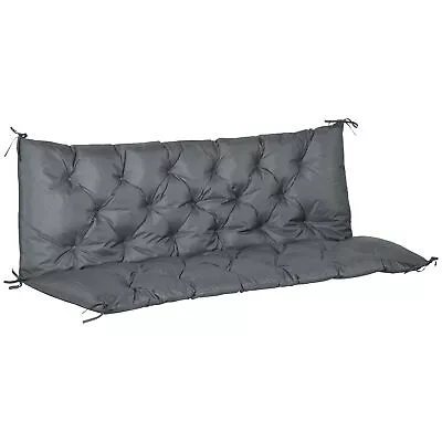 Outsunny 3 Seater Garden Bench Cushion Outdoor Seat Pad With Ties Dark Grey • £33.99