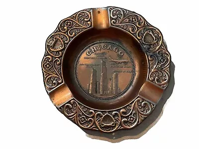 Chicago Skyline VTG Souvenir Ashtray Metal Copper 5  USA Made • $11.20