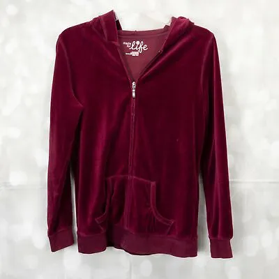 Made For Life Women's Zip Front Hoodie Jacket Size S Burgundy W/Pockets • $33.26