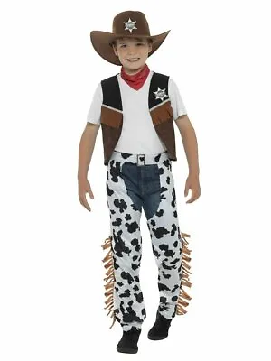 Texan Cowboy Costume Wild West Child Boys Halloween Fancy Dress Rodeo SM-LG • $21.95