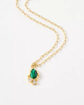 Oliver Bonas Urmi Malachite Molten Gold Plated Pendant Necklace RRP £45 • £3.20