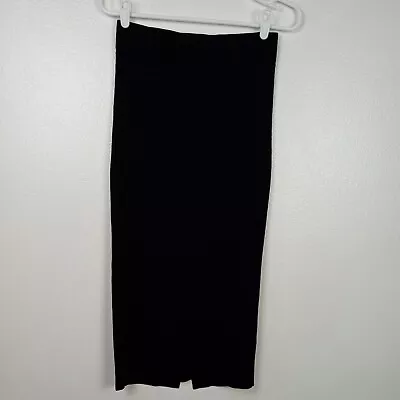 Zara Knit Skirt Women's Medium Black Midi Stretchy Pull On Pencil Flaws • $13.49