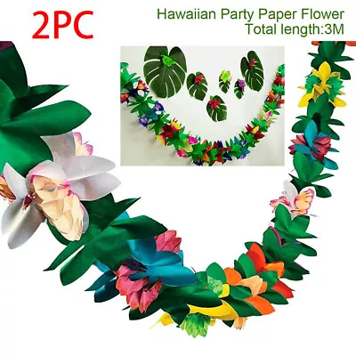 £6.39 • Buy 2x 3M Hawaiian Tropical Paper Flower Garland Banner Summer Beach Luau Home Party