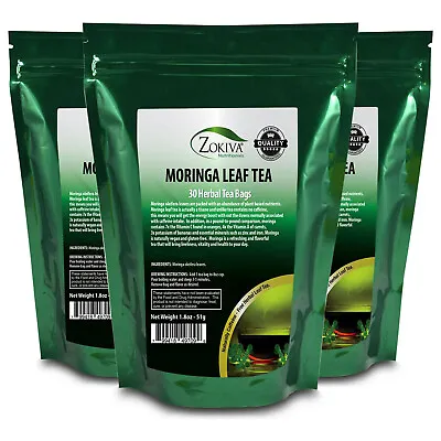 Moringa Tea 3-Pack 90 Organic Tea Bags  Vegan Naturally Caffeine-Free Nutritious • $24.95