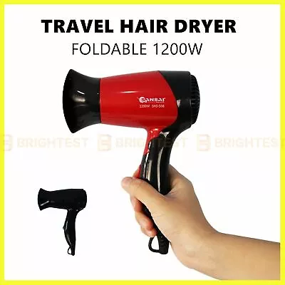 Foldable Portable Travel Hair Dryer Adjustable Heat Compact Blow Dryer 1200W • $25.95