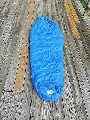 The North Face Fibrefill Sleeping Bag Vintage Blue Warm Rare 2 Way Zipper Dirty • $50