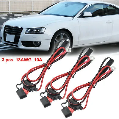 2ft 18AWG SAE To Ring Terminal Harness Connect With Waterproof Cap For Car 3pcs • $10.99
