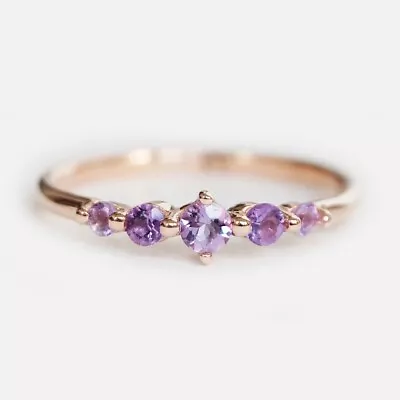 Natural Amethyst Gemstone Ring 14k Gold Ring Handmade Women Ring Gift For Her • $56.95