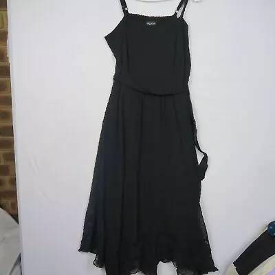 City Chic Womens A-Line Dress XS Or 14(AU) Black Belted Pleated Sleeveless Maxi • $26.99