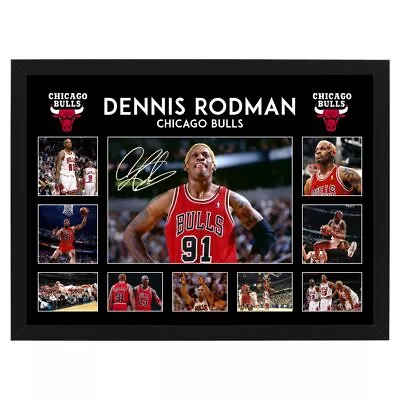 $149 • Buy Dennis Rodman Signed Framed Poster Lebron Kobe Jordan Basketball Memorabilia