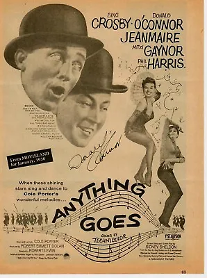  Anything Goes  Donald O'Connor Hand Signed Newspaper Ad • $149.99