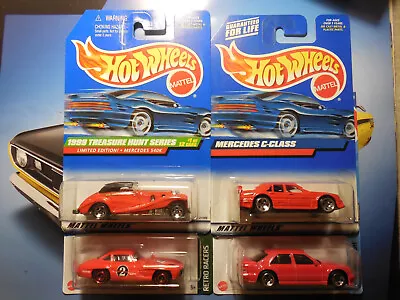 Hot Wheels Mercedes-BENZ LOT 4 C-Class 540K 300 SL 500 E TREASURE HUNT RETRO RAC • $23.95