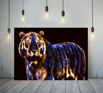 Tiger Abstract Colourful Deep Framed Canvas Wall Art Print Or Paper Poster • £14.99