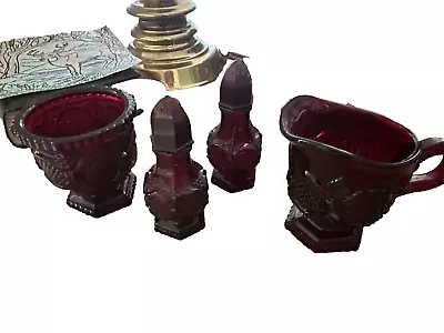Avon 1876 Cape Cod Ruby Red Glass Pedestal Drinking Cup Mug Vtg Set • $27.99
