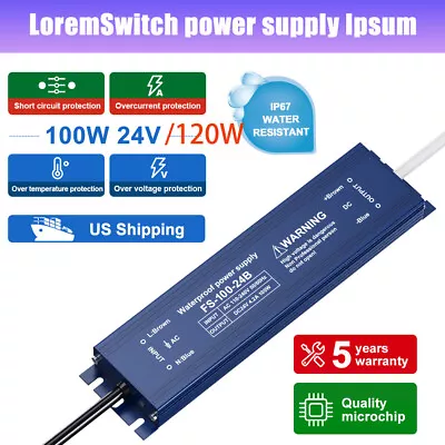 LED Driver Waterproof IP67 Power Supply 100W/120W 24V Transformer 110V AC To 24V • $25.64