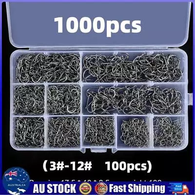 Mixed Sizes Fishing Hooks Set High Carbon Steel Sharp Barbed Hook (1000pcs) AU • $13.46