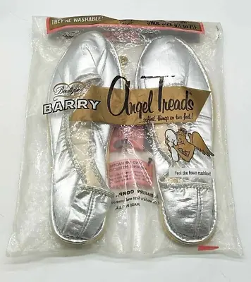 Boutique Barry Angel Treads Silver Slippers Womens Size 6.5 - 7.5 Vintage 1960s • $24