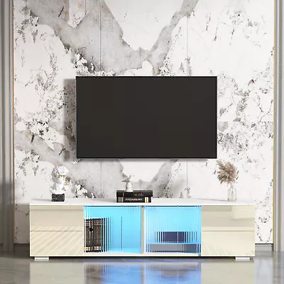 TV Stand  With LED Light For TVs Up To 70  TV Media Console W/Faux Marble Top  • $162.86