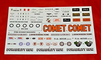 AMT 1964 Mercury Comet Caliente Decal Sheet 1/25 • $8.95