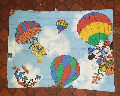 Vintage Disney Capt Mickey Mouse Hot Air Balloon Quilted Sham Pillow Case • $16.99