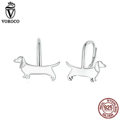 Fashion 925 Sterling Silver Dachshund Ear Buckles Earrings Jewelry Women Voroco • $10.10