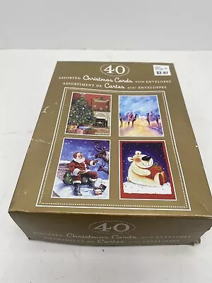 Vintage Christmas Cards Box Set Of 40 - 4 Of 10 Different Designs With Envelope • $18.32