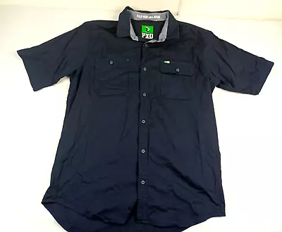 FXD Work Shirt Men's Size 2XL Dark Blue Short Sleeve Stretch Collared Button Up • $28.75