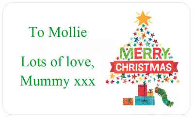 £2.99 • Buy Personalised Stickers Christmas Xmas Present Tag Label Xmas Hungry Caterpillar