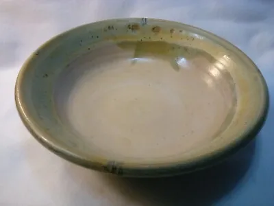 $14.99 • Buy Studio Art Pottery 9  Light Green & Tan Bowl Wheel Thrown Handmade Signed 