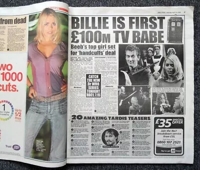 £11.99 • Buy Daily Star Newspaper 15 Apr 2006 . Doctor Who Billie Piper Photo Feature