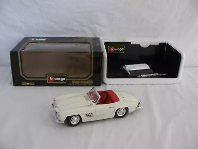 Burago 1/18 Diecast White 1957 Mercedes Benz 300SL Roadster Convertible #3023 VG • $29.99