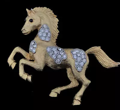 Vintage JJ/Jonette APPALOOSA HORSE Rhinestone Patch Figural PIN/BroochFJT • $24.99