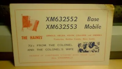 CB Radio QSL Postcard Flag Victrola Comic Haines 1960s Timberlea Nova Scotia • $9.71