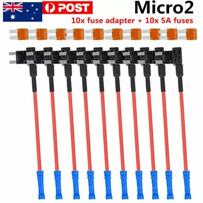 $24.99 • Buy 10X Micro2 ATR Blade Fuse Holder Tap 12V Car Add-a-circuit Fuse TAP Adapte 5A AU