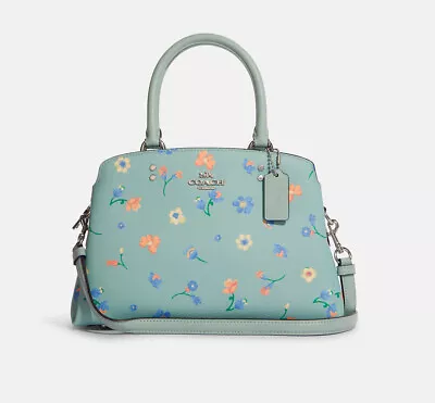 NWT Coach Mini Lillie Carryall In Signature Canvas With Mystical Floral Print • $285