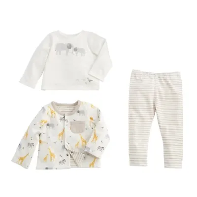 Mud Pie E0 Baby Boy Kids Safari Elephant 3 Piece Set - T-Shirt Pants & Jacket • $21.99