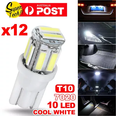 12PCS White T10 7020 10-LED Bulb Car W5W Wedge Dash Roof Stop Parker Plate Light • $11.45