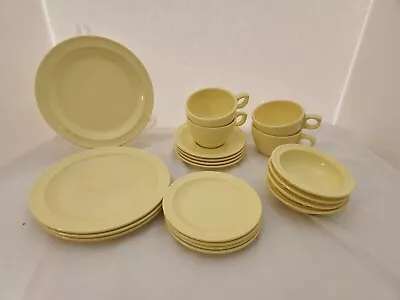 Vintage Prolon Ware Melmac 20 Piece Set Yellow - Plates Bowls Cups Saucers  • $35.99