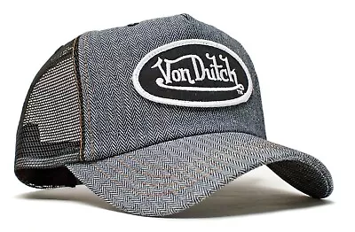Authentic Vintage Von Dutch Originals Herringbone/Black Mesh Trucker Cap • $35.95