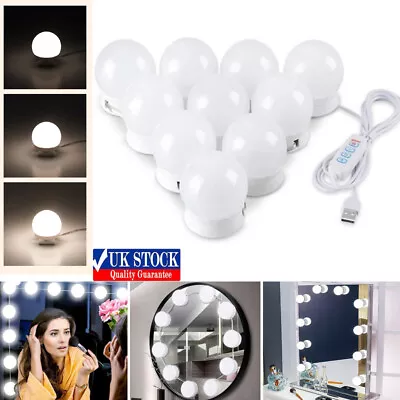 Led Vanity Lights Makeup 10 Dimmable Light Bulbs Hollywood Style Light Up Light • £10.39
