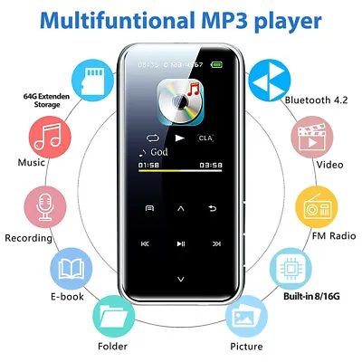 4GB MP3 MP4 Music Player 1.8'' Screen Portable FM Radio Voice Recorder Gifts UK • £25.02