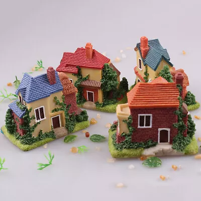 4pcs Mini Stone House Figurines Resin Fairy Cottage Kits • £17.78