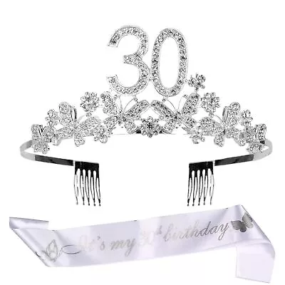 DORADREAMDEKO 30th Birthday Sash And Tiara For Women - Fabulous Glitter Sash ... • £18.87