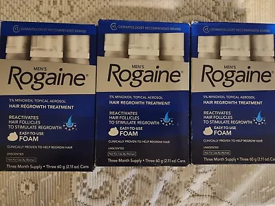 3 Boxes  Men's Rogaine 5% Minoxidil Hair Foam 9-Months Exp. 11/2024  • $120