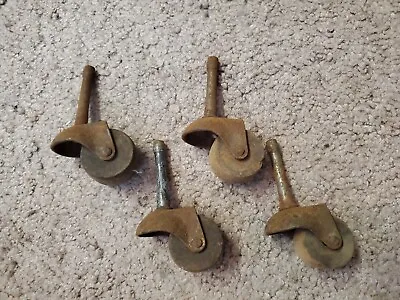 4 Vintage Wood And Metal Casters • $22.99