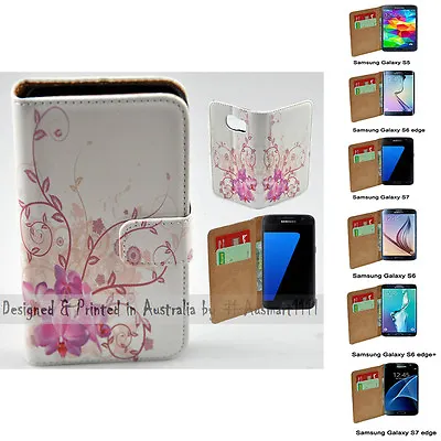 For Samsung Galaxy Series - Purple Orchid Print Wallet Mobile Phone Case Cover • $13.98