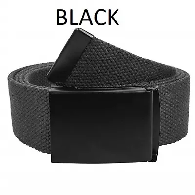 Canvas Fully Adjustable Belt With Black Flip Top Buckle        Unisex & Cotton   • $6.25