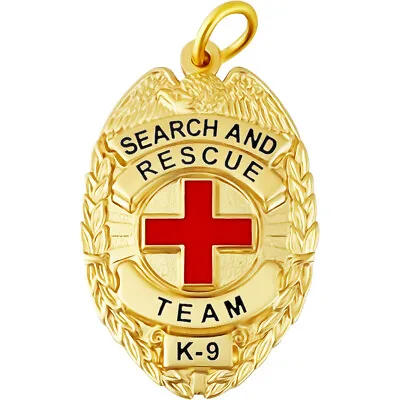 Search And Rescue Team K-9 Dog Tag Charm Gold Tone SAR Badge • $14.93