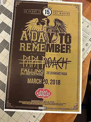 A Day To Remember/PapaRoach/Falling In Reverse/Devil Wears Prada ‘18 Tour Poster • $25